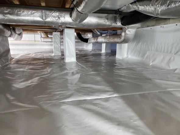 Photo of a crawl space vapor barrier in Easton, Maryland